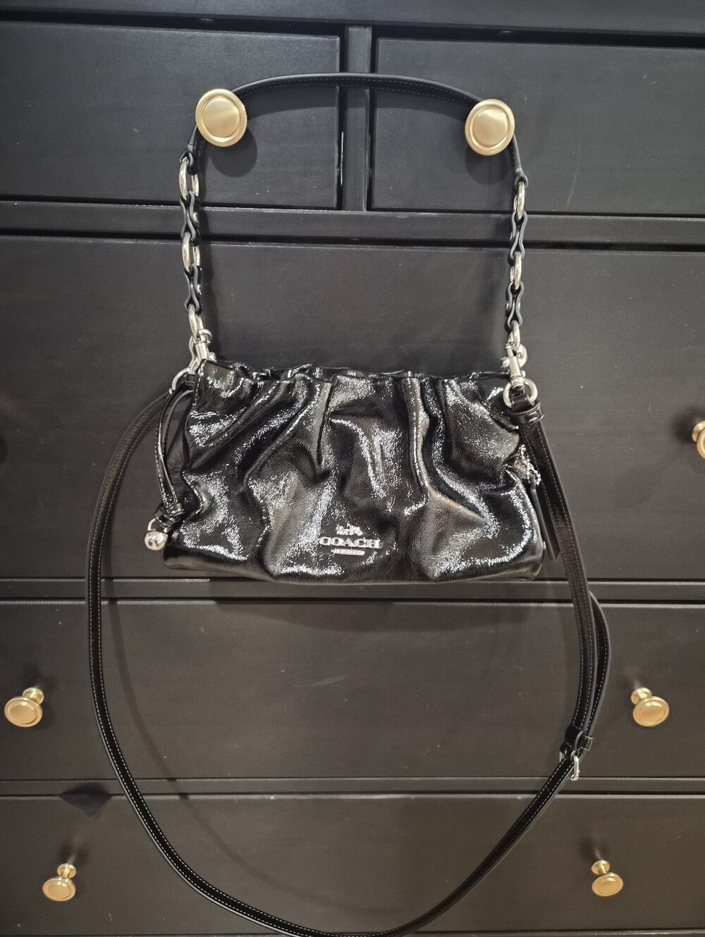 Coach Faye Glazed Leather Black